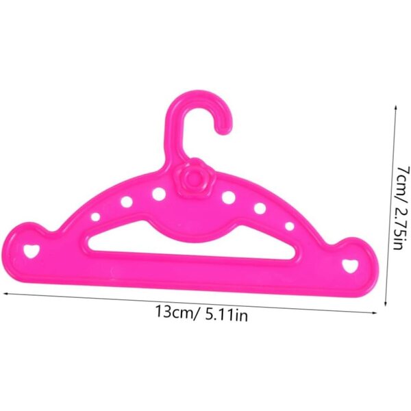 WOONEKY 10 Appendini Miniatura in Plastica Rosa per Bambole 25-45 cm