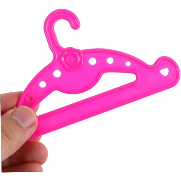 WOONEKY 10 Appendini Miniatura in Plastica Rosa per Bambole 25-45 cm