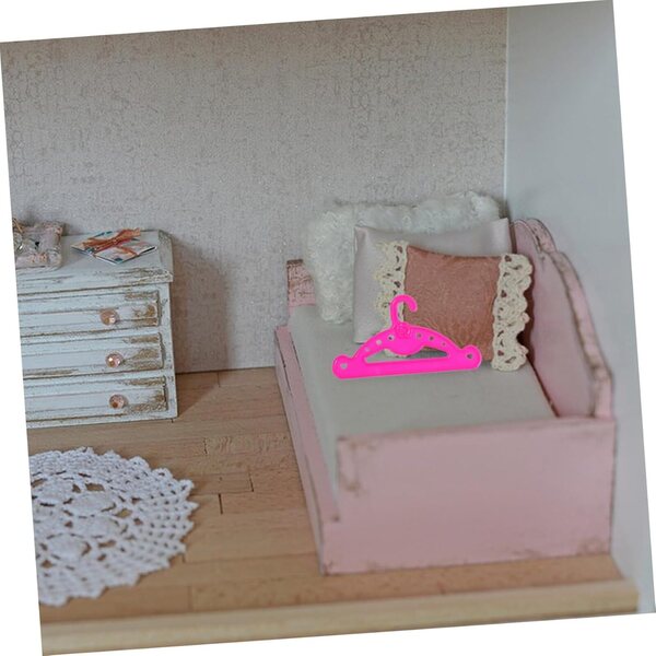 WOONEKY 10 Appendini Miniatura in Plastica Rosa per Bambole 25-45 cm