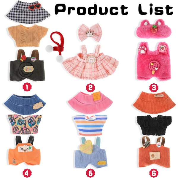 Set mit 6 eleganten Kleidungsstücken für 17-cm-Puppen mit modischen Dollbie-Accessoires