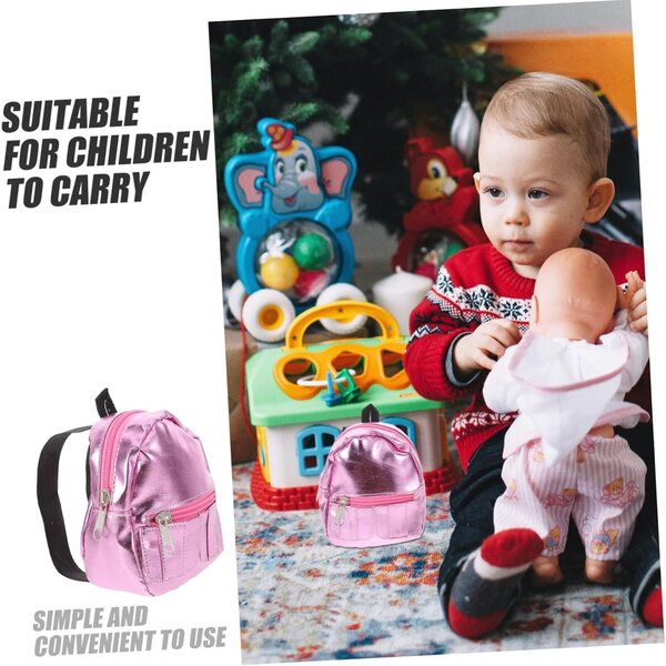 Beaupretty Mini-Rosa-Schulrucksack für Miniaturpuppen und Zubehör