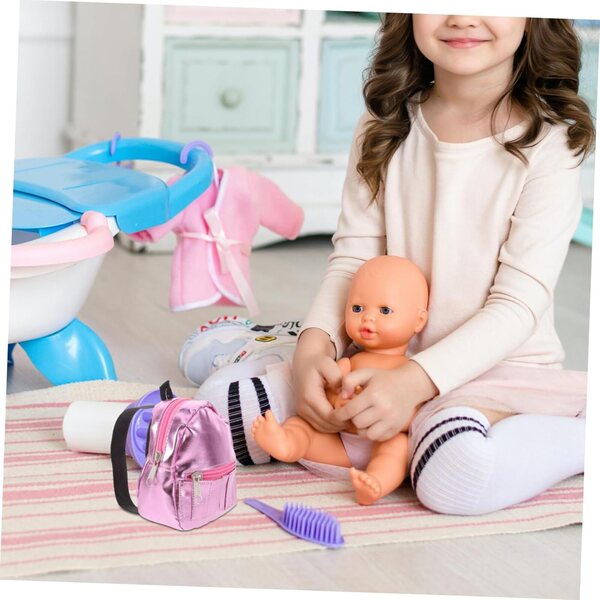 Beaupretty Mini-Rosa-Schulrucksack für Miniaturpuppen und Zubehör