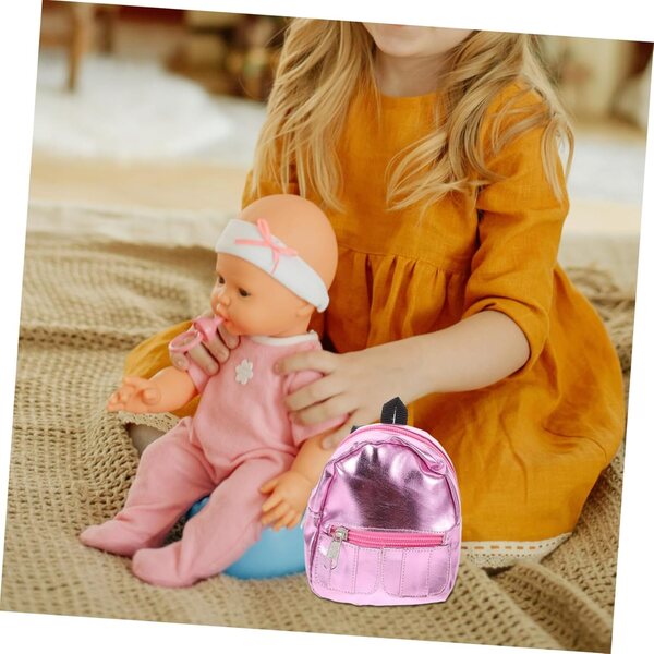 Beaupretty Mini-Rosa-Schulrucksack für Miniaturpuppen und Zubehör