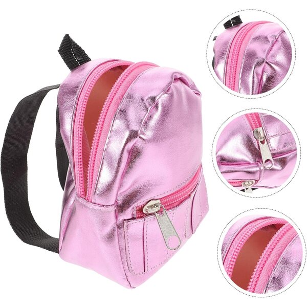 Beaupretty Mini-Rosa-Schulrucksack für Miniaturpuppen und Zubehör