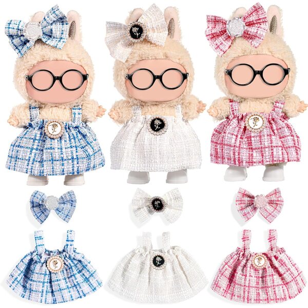 Set mit 3 modischen Kleidungsstücken für 17-cm-Puppen mit weichen und schicken Dollbie-Accessoires