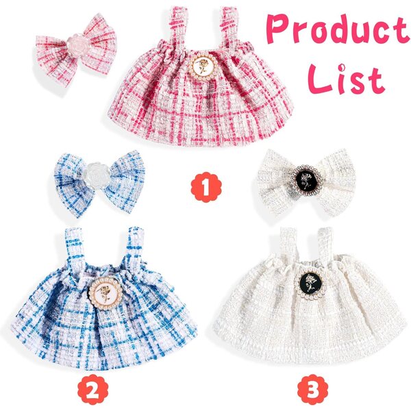 Set mit 3 modischen Kleidungsstücken für 17-cm-Puppen mit weichen und schicken Dollbie-Accessoires