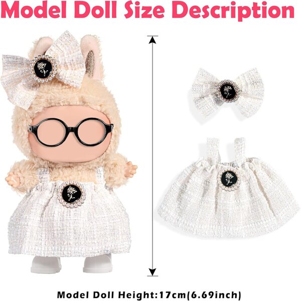 Set mit 3 modischen Kleidungsstücken für 17-cm-Puppen mit weichen und schicken Dollbie-Accessoires