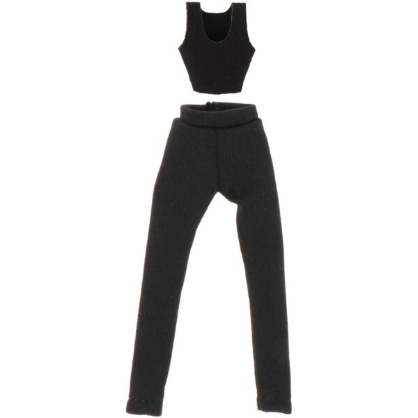 1/12 Miniatur-Kleidungsset, schwarze Weste und Hose für weibliche Puppen