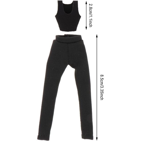 1/12 Miniatur-Kleidungsset, schwarze Weste und Hose für weibliche Puppen