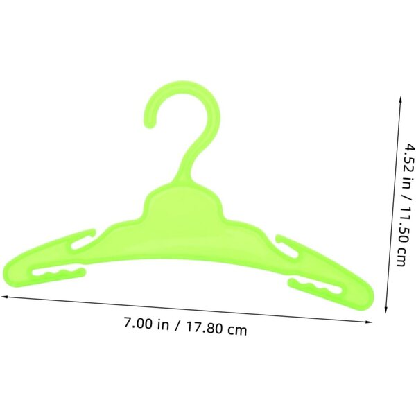 Set 10 Grucce Miniatura in Plastica Verde per Vestiti Bambole 18 Pollici