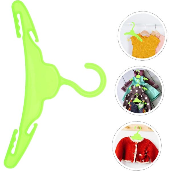 Set 10 Grucce Miniatura in Plastica Verde per Vestiti Bambole 18 Pollici