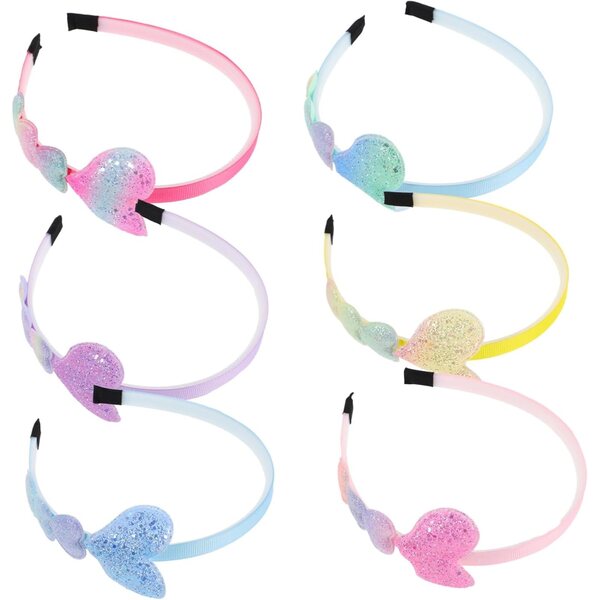 IMIKEYA 6 Cerchietti Cuore Paillettes Colorate per Bambine - Morbidi e Confortevoli