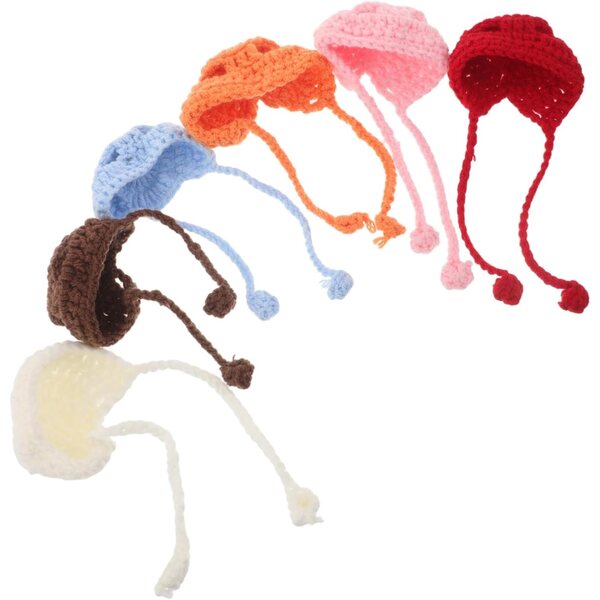 Hemobllo 6 handgefertigte Mini-Strickmützen für Accessoires und Haustiere