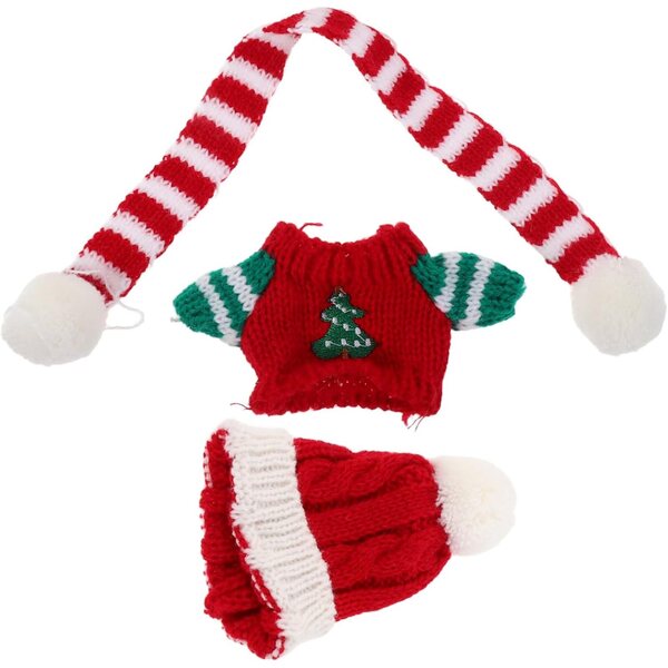 Beaupretty Vestito Natalizio per Bambole: Set Maglione, Sciarpa e Cappello in Morbido Filato