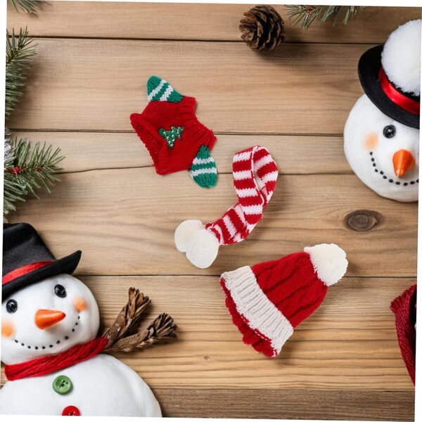 Beaupretty Vestito Natalizio per Bambole: Set Maglione, Sciarpa e Cappello in Morbido Filato