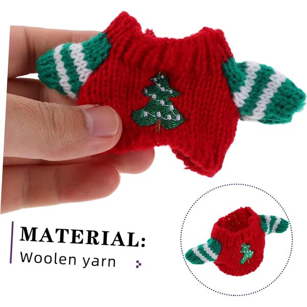 Toyvian Weihnachtskleidung für Puppen und Stofftiere mit Pullover, Schal und Mütze