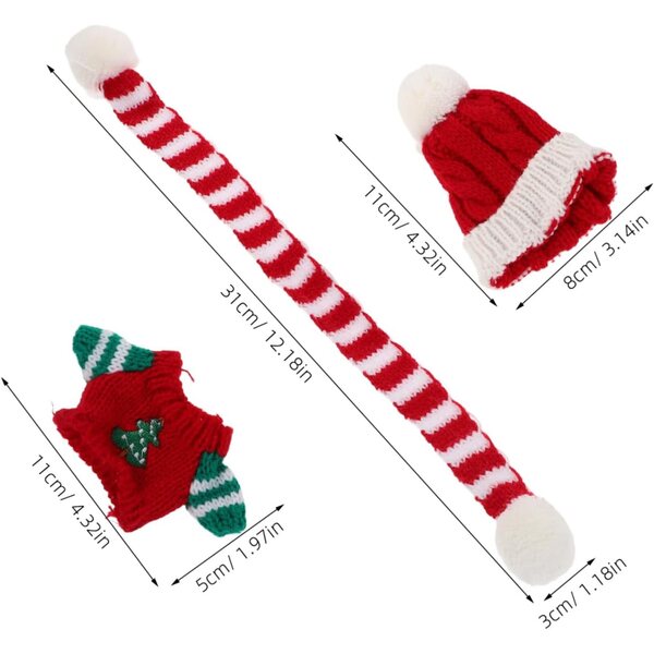 Toyvian Weihnachtskleidung für Puppen und Stofftiere mit Pullover, Schal und Mütze