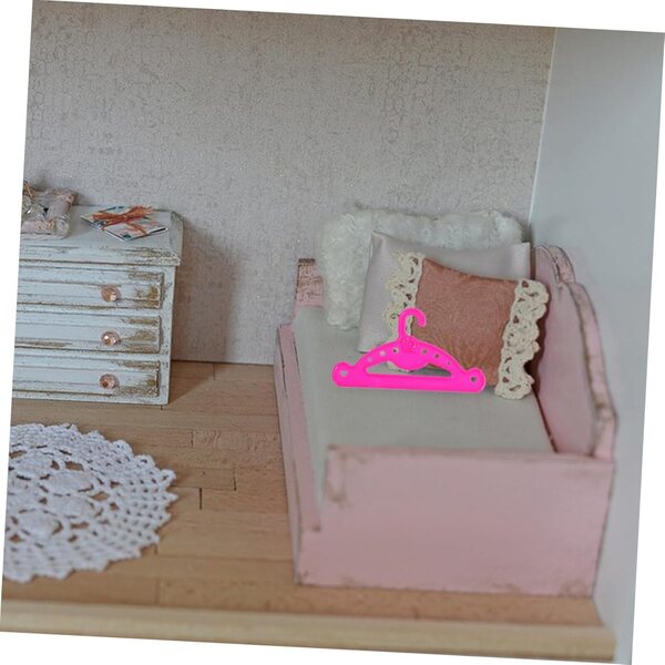 10 Miniatur-Kleiderbügel aus rosafarbenem Kunststoff für Organizer und Puppenhäuser, 13 x 7 cm