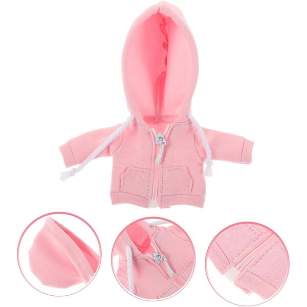 Felpa con Cappuccio Mini Rosa per Bambina BJD 12 cm - Abbigliamento Miniatura Morbido e Creativo