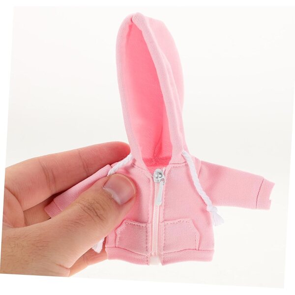 Felpa con Cappuccio Mini Rosa per Bambina BJD 12 cm - Abbigliamento Miniatura Morbido e Creativo