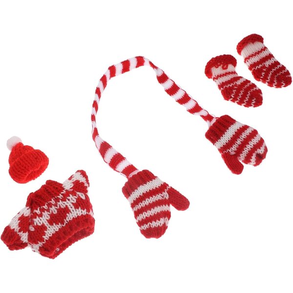 Set Abbigliamento Invernale Mini Lana per Bambole con Sciarpa Guanti e Calzini