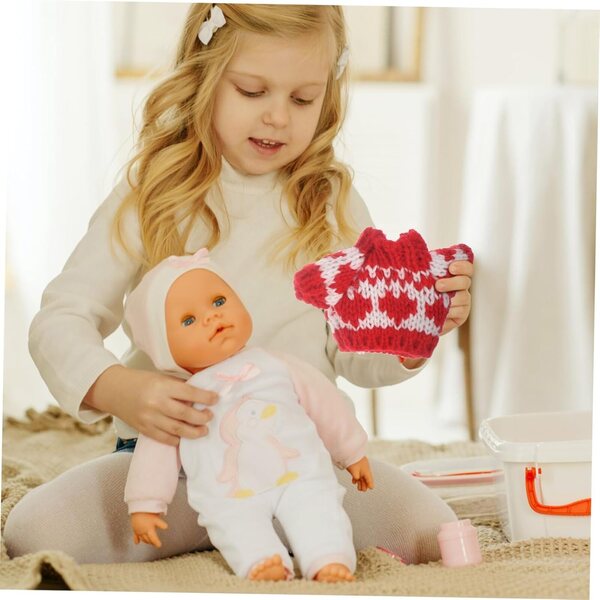Set Abbigliamento Invernale Mini Lana per Bambole con Sciarpa Guanti e Calzini