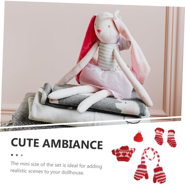 Set Abbigliamento Invernale Mini Lana per Bambole con Sciarpa Guanti e Calzini
