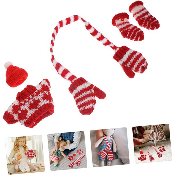 Set Abbigliamento Invernale Miniatura Toyvian per Bambole: Cappello, Guanti e Calzini