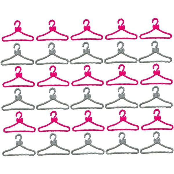 ERINGOGO 60 Mini Grucce Rosa e Grigie per Bambine - Organizer Armadio Bambole