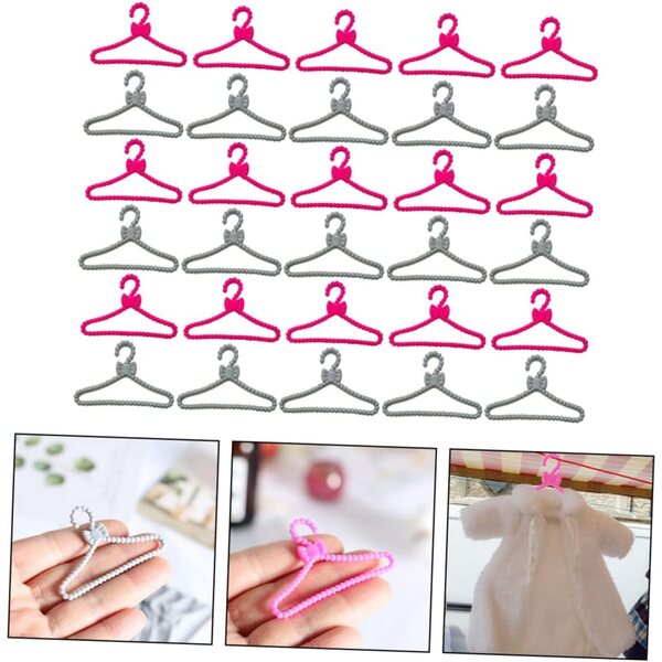 ERINGOGO 60 Mini Grucce Rosa e Grigie per Bambine - Organizer Armadio Bambole