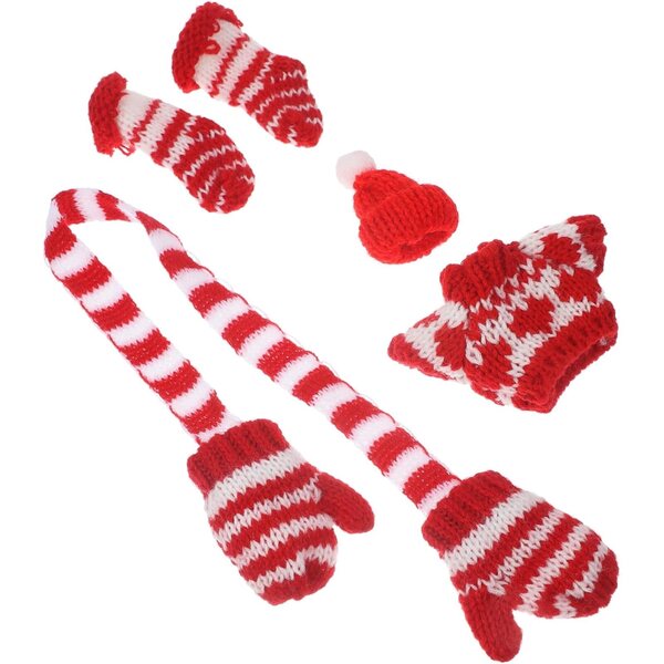 Set vestiti miniatura natalizi per bambole: cappello, guanti e calzini invernali morbidi
