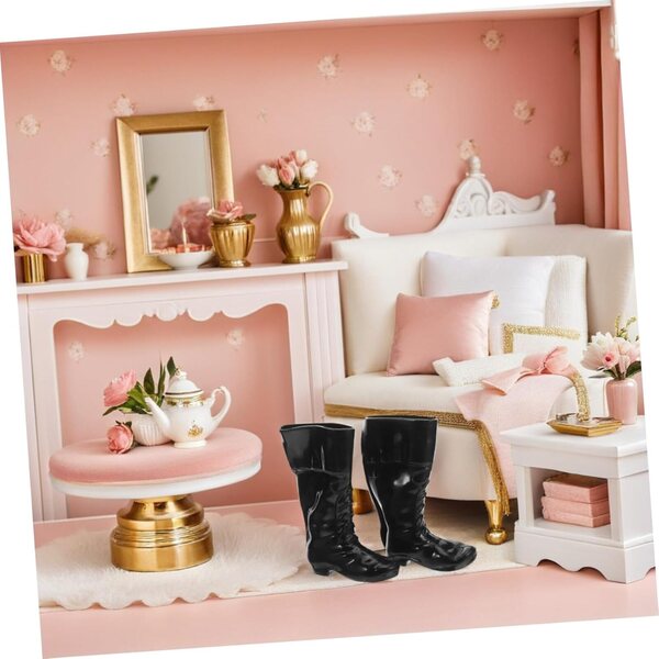 25 Paia Scarpe Miniature Nere Realistiche per Casa delle Bambole e Scenari Creativi
