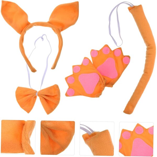 Beaupretty Set Costume Cosplay con Fascia Orecchie, Guanti e Coda per Feste e Spettacoli