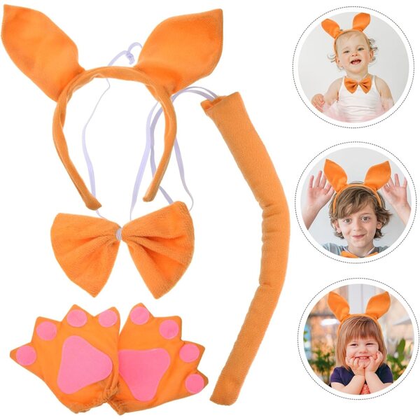 Beaupretty Set Costume Cosplay con Fascia Orecchie, Guanti e Coda per Feste e Spettacoli