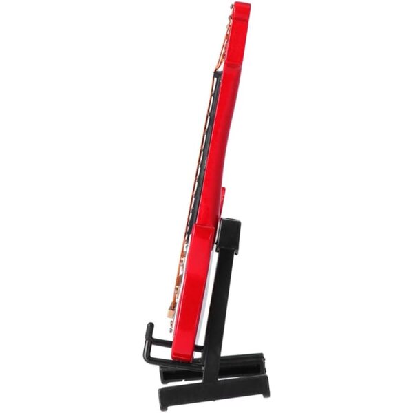 Mini Modello Chitarra Elettrica in Legno Rosso con Supporto, Decorazione Casa e Regalo