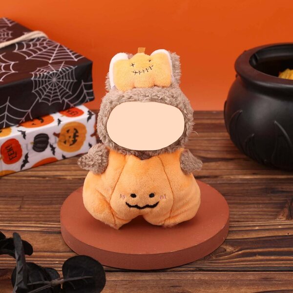 Halloween-Kostümset für Plüsch-Kürbispuppen mit Kopfschmuck 9x8,5 cm