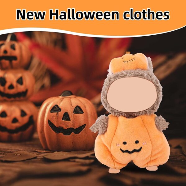 Halloween-Kostümset für Plüsch-Kürbispuppen mit Kopfschmuck 9x8,5 cm