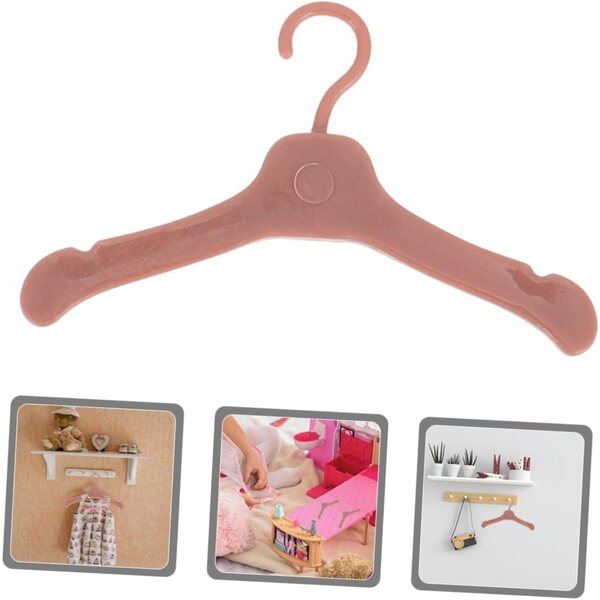 Hemobllo Set 100 braune Miniatur-Kleiderbügel für Puppenkleidung im Puppenhaus