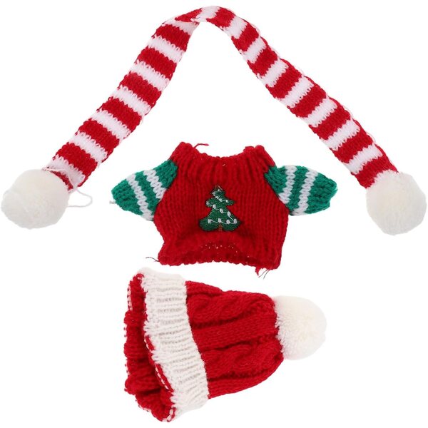 SOLUSTRE Set Abbigliamento Natalizio per Bambole: Maglione, Sciarpa e Cappello in Lana