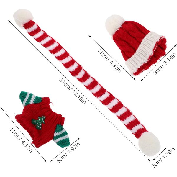 SOLUSTRE Set Abbigliamento Natalizio per Bambole: Maglione, Sciarpa e Cappello in Lana