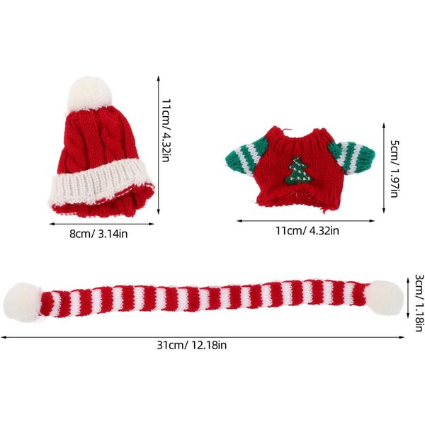 SOLUSTRE Set Abbigliamento Natalizio per Bambole: Maglione, Sciarpa e Cappello in Lana