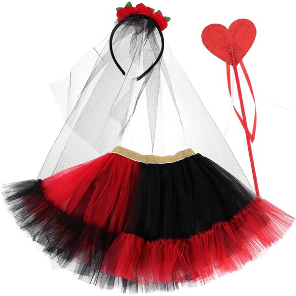 Costume Halloween Bambina con Gonna Tutù Tulle Colorata e Set Cosplay Sposa SAFIGLE