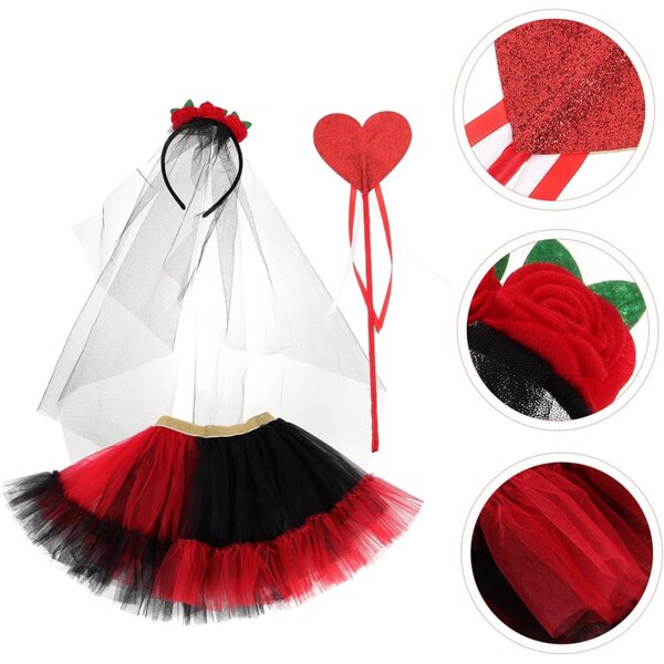 Costume Halloween Bambina con Gonna Tutù Tulle Colorata e Set Cosplay Sposa SAFIGLE