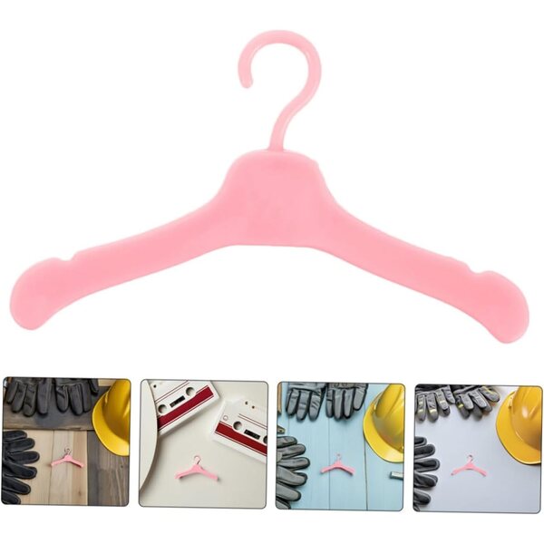 VICASKY 80 Stück rosafarbene Mini-Kunststoff-Kleiderbügel für Puppenhaus-Organizer-Zubehör