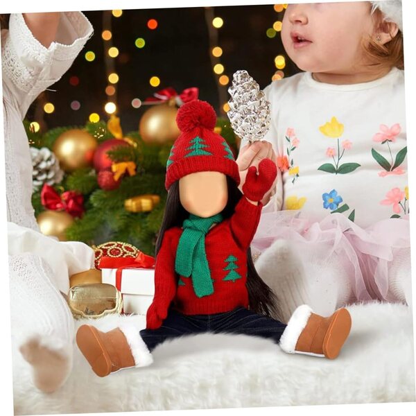 Beaupretty Set Abbigliamento Natalizio per Bambola in Cotone - Maglione, Pantaloni e Accessori