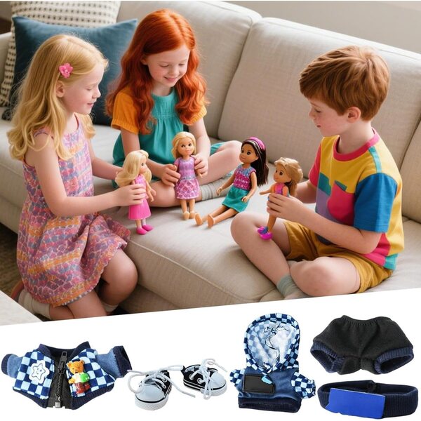 Kleidung und Accessoires für Puppen 15–17 cm, komplettes und kreatives Häkelmode-Set