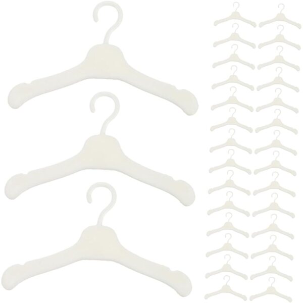 BESTonZON 80 Grucce in Plastica per Bambole, Organizer Miniatura per Vestiti Bianco 5.5x3 cm