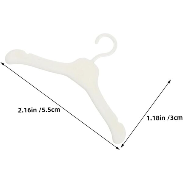 BESTonZON 80 Grucce in Plastica per Bambole, Organizer Miniatura per Vestiti Bianco 5.5x3 cm