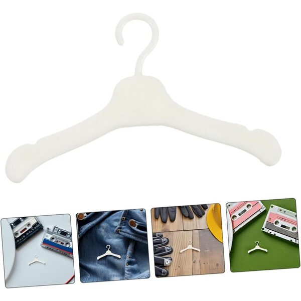 BESTonZON 80 Grucce in Plastica per Bambole, Organizer Miniatura per Vestiti Bianco 5.5x3 cm