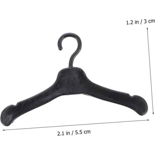 50 Appendiabiti Neri in Plastica per Bambole Leggeri e Resistenti Miniature
